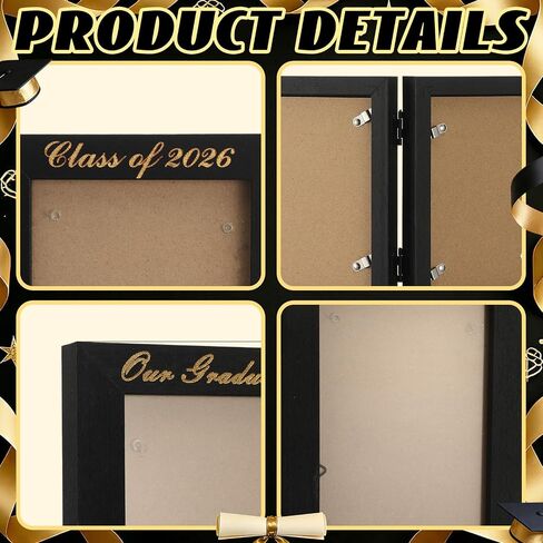 Amyhill Graduation Frame Class of 2026 Decor Then and Now Picture Frame Double 4x6 Photos Foldable Wooden Graduation Gift for College High School Graduate Party Decoration Keepsake in Saudi Arabia