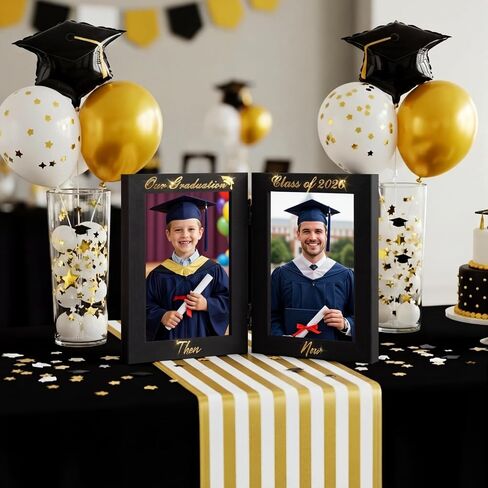Amyhill Graduation Frame Class of 2026 Decor Then and Now Picture Frame Double 4x6 Photos Foldable Wooden Graduation Gift for College High School Graduate Party Decoration Keepsake in Saudi Arabia