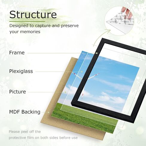 8x10 Picture Frame Set of 3, for Tabletop Display, Horizontal or Vertical Wall Mounting, Black in Saudi Arabia