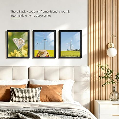 8x10 Picture Frame Set of 3, for Tabletop Display, Horizontal or Vertical Wall Mounting, Black in Saudi Arabia