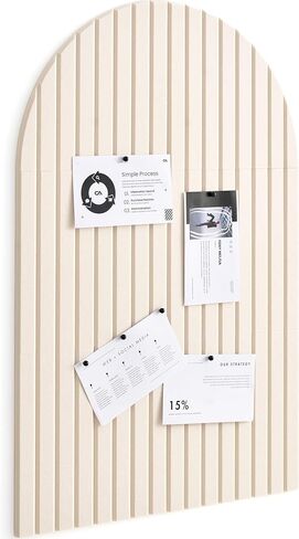 VIVELDA Large Felt Bulletin Board Arched 35" x 24" - Cork Board Alternative for Wall, 6 Felt Tiles with 32 Adhesive Tabs, Stylish Pin Board for Home Office, Bedroom & Classroom (Linen) in Saudi Arabia