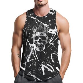 Men’s Skull Tank Top Graphic Sleeveless Shirt Muscle Workout Gym Tank Top Casual Skull Shirts in Saudi Arabia