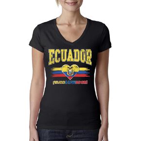 Flag Heart Soccer Fan | Women's Novelty Shirt | Game Day Gift for Her Junior Fit V-Neck Tee in Saudi Arabia