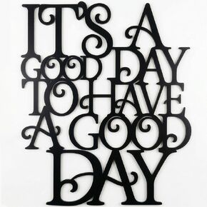 LPRVCH It's A Good Day To Have A Good Day Metal Wall Art, Black Motivational Quote Wall Decor for Office Living Room Bedroom, Modern Typography Sign, 14.9"x12.4" in Kuwait