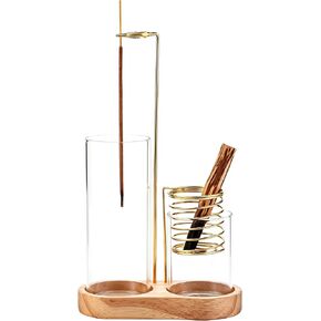3 in 1 Incense Holder for Burning Insence-Stick & Palo Santo & Sage Sticks, Hanging Upside Down Incense Stick Burner with Glass Ash Catcher & Storage, Upside Down Palo Santo Sage Burner in Kuwait