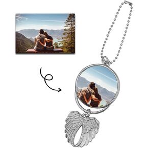 Photo Picture Frame for Couples Family Birthday for Women Men Double Side Car Hanging Ornament for Car Mirror Decor Hanging Angle Wing Ornament in Saudi Arabia