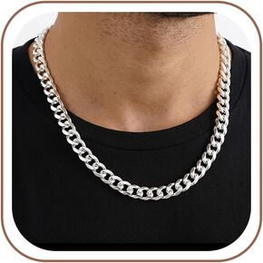 S925 Sterling Silver Cuban Chain Necklace for Men - 12MM S925 Sterling Silver Over Cuban Chain Necklace Diamond Cut Silver Necklaces Gifts for Men 18/20/22/24/26Inch in Saudi Arabia