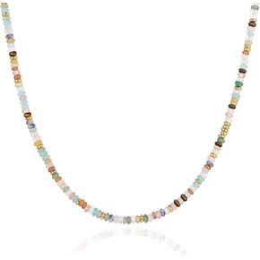 Boho Beaded Necklace for Women Colorful Rainbow Crystal Gemstone Multicolor Beaded Choker Stackable Necklaces for Beach Summer Vacation Healing Chakra Natural Stone Jewelry Gifts Handmade Adjustable in Saudi Arabia