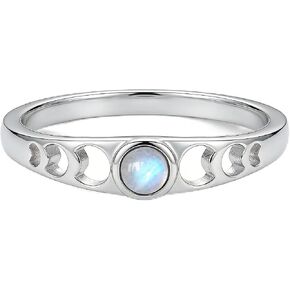 Small Labradorite Moon Phase Ring Rainbow Moonstone Moon Jewelry Gifts for Women Size 7 in Saudi Arabia
