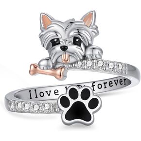 Yorkie Rings 925 Sterling Silver Dog Rings for Women Yorkie Jewelry Gifts for Women in Saudi Arabia