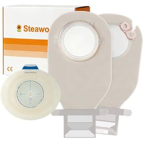 15 PCS Colostomy Bags, Two-Piece Ostomy Bags 15mm-57mm Cut-to-Fit Stoma Ostomy Supply, Ultra-Soft Cloth Backing with 1.3X Leakproof Hydrocolloid Barrier (10 Pouches + 5 Flanges) in Saudi Arabia