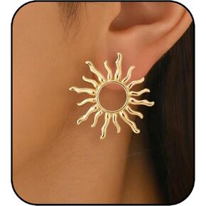 Gold Sun Earrings for Women Metal Sun God Dangle Earrings Sunburst Statement Earring Studs Vacation Jewelry Accessories in Saudi Arabia