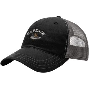 Fishing Boat Captain Embroidery Design Richardson Cotton Front and Mesh Back Cap Black/Charcoal in Saudi Arabia