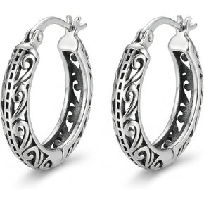 Vintage Filigree Hoop Huggie Earrings Boho Hollow Hoop Earrings Western Jewelry Gifts for Women in Saudi Arabia