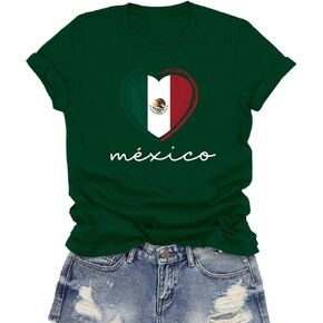 Mexico Shirts for Women Love Mexico Shirt Mexican Heart Flag Tee Tops in Saudi Arabia