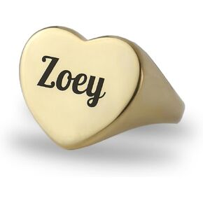 14k Gold Initials Signet Ring - Couples Engraved Heart Shaped Unisex Name Ring in Saudi Arabia