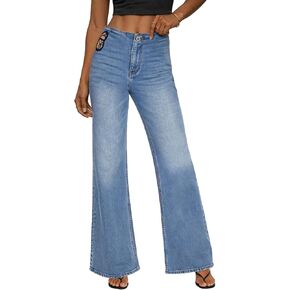 Flare Jeans for Women High Waisted Stretchy Butterfly Cutout Bell Bottom Jeans Y2K Wide Leg Denim Pants in Saudi Arabia