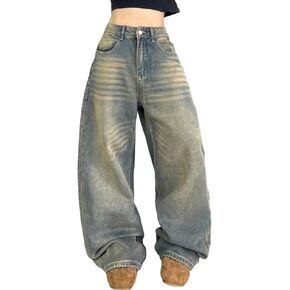 Women Wide Leg Baggy Jeans Hip Hop Boyfriend Vintage Y2K Denim Pants Loose Long Trousers Streetwear in Saudi Arabia
