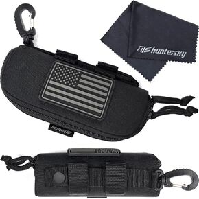 HTS HUNTERSKY Hard Shell Glasses Case with Zipper & Belt Clip, Men Women Eyeglasses Case, Microfiber Cleaning Cloth included in Saudi Arabia