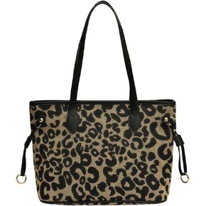 Leopard Print Tote Bag, Cheetah Print Purse for Women, Medium Tote Handbags Leopard Bag with Zipper, Vintage Everyday Casual Purses for Women, Trendy Y2k Fashion Animal Print in Saudi Arabia