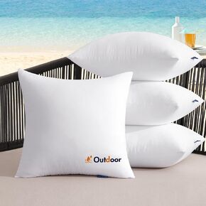 MIULEE Set of 4 Decorative Outdoor Pillows with Printed Pattern 18x18 Waterproof Throw Pillow Inserts with 90GSM Cover, Water Resistant Garden Cushion with Visible Print Design for Patio and Balcony in Saudi Arabia