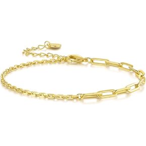 Gold Bracelets for Women 14K Gold Bracelet for Women Paperclip Bracelets for Womens Smooth and Glossy Regular Geometric Link Chain Paperclip Link Bracelet For Womens in Saudi Arabia