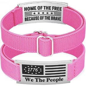 Patriotic Bracelets for Women, Independence Day,Stainless Steel American Flag Adjustable Elastic Nylon Bracelet 4th of July Gift for Women, Her, Mom, Daughter, Wife, Teen, Girlfriend in Saudi Arabia