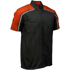 MILWAUKEE MOTORCYCLE CLOTHING CO. Men’s Blk/Orange Mechanic Work Shirt – w/Reflective Strip, Rider‑Built MDM11603 in Saudi Arabia