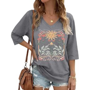 Women's Half Sleeve T-Shirts Cute Summer Graphic Tees Short Sleeve Shirt Casual Basic Loose Fit Tops in Kuwait