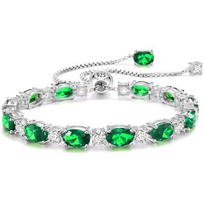 Birthstone Bracelets for Women Adjustable 6-9 Inches Tennis Bracelet with White Gold Chain Hypoallergenic Sterling Silver Anniversary Valentine's Day Fine Jewelry Gifts for Women in Saudi Arabia