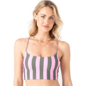 Roxy Women's Cropped Tank Top – UPF 50+, Quick-Dry, Supportive Fit, Stretch Bikini Top for Beach, Poolside, Swim, Surf, Resort Wear, Pinkmix, X-Small in Kuwait