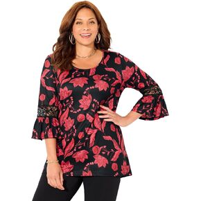 Catherines Women's Plus Size Dream Drape Bella Crochet Trim Top in Saudi Arabia