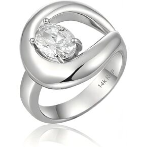14K Gold Plated Ring for Women, Oval Cubic Zirconia Wrap Bands Ring, Chunky Dome Statement Ring Size 5 to 10 in Saudi Arabia