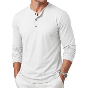 Cotrasen Mens Long Sleeve Henley Shirt Soft Polyester Moisture Wicking UPF 80+ Casual Basic Tee in Saudi Arabia