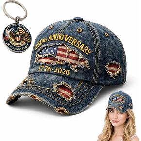 250th Anniversary USA Hat, USA 250th Anniversary Merchandise, 2 Pcs Set with Hat and Keychain for Patriotic Celebrations Adjustable Snapback Design with Embroidered Flag Gray in Saudi Arabia