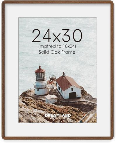 Dreamland 11x14 Picture Frame with Mat for 8x10, USA-Sourced Natural Oak Wood Photo Frames with Resistant Plexiglass, 11 x 14 Handcrafted Round Corner Gallery Wall Frames for Art, Walnut in Saudi Arabia