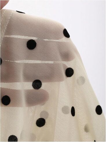 SOLY HUX Women's Plus Size Polka Dots Mesh Sheer T Shirt Long Sleeve Crew Neck Tee Going Out Tops in Kuwait