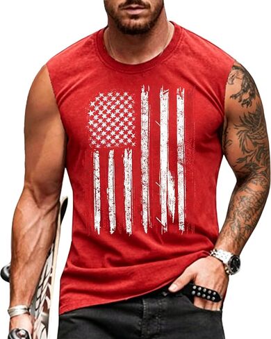 American Flag Tank Top for Men：4th of July American Flag Patriotic Shirt Sleeveless Muscle Tee Tops in Saudi Arabia