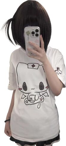 Sweet Lolita T-Shirt Womens Cute Cartoon Bunny Print Harajuku Loose Tops Y2k Aesthetic Girls Kawaii Tees in Saudi Arabia