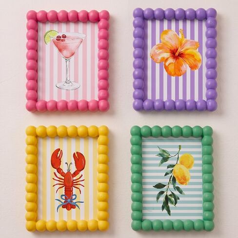 AceOrbit 3 Pcs Beaded Picture Frames 8x10 Inch White Picture Frame Maximalist Decorative Wavy Art Front Tabletop Display Wall Hanging, Gift for Home Decoration in Kuwait