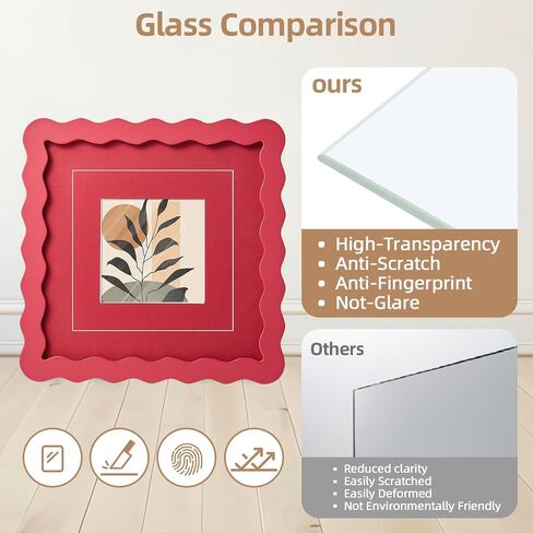 SNAPSHOT Light Blue Wavy 8x10 Picture Frame with Mat for 5x7/6x8, Scalloped Wooden Photo Frames with Real Glass for Wall Mount and Tabletop, 1 Pack in Saudi Arabia