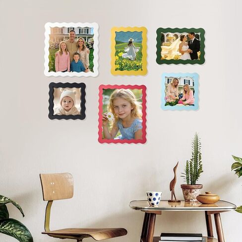 SNAPSHOT Light Blue Wavy 8x10 Picture Frame with Mat for 5x7/6x8, Scalloped Wooden Photo Frames with Real Glass for Wall Mount and Tabletop, 1 Pack in Saudi Arabia