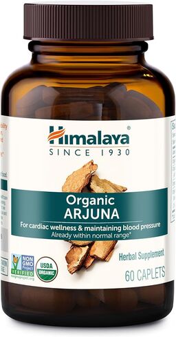 Himalaya Organic Arjuna Herbal Supplement, Cardiovascular Support, Blood Pressure Maintenance, Heart Health, USDA Certified Organic, Non-GMO, Vegan, 700 mg, 60 Plant-Based Caplets, 60 Day Supply in Kuwait