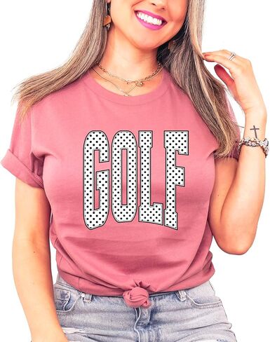 Olive Loves Apple Polka dot Golf Graphic T-Shirt for Girls and Women - Cute Golf Lover Outfit in Kuwait