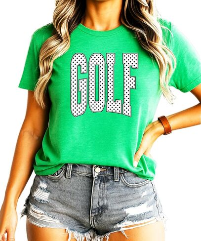 Olive Loves Apple Polka dot Golf Graphic T-Shirt for Girls and Women - Cute Golf Lover Outfit in Kuwait