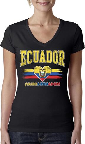 Flag Heart Soccer Fan | Women's Novelty Shirt | Game Day Gift for Her Junior Fit V-Neck Tee in Saudi Arabia