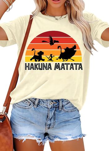 Women Women’s Hakuna Matata T-Shirt,Cute Animal Kingdom Graphic Funny Vacation Holiday Tees in Saudi Arabia