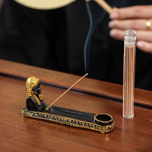Black Gold Anubis Egyptian Incense Stick Holder | Resin Incense Burner, Ash Tray & Tealight Holder, Includes Bottle of Incense Stick in Kuwait