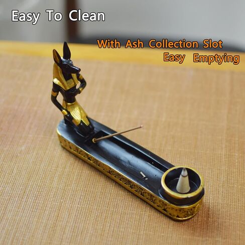 Black Gold Anubis Egyptian Incense Stick Holder | Resin Incense Burner, Ash Tray & Tealight Holder, Includes Bottle of Incense Stick in Kuwait