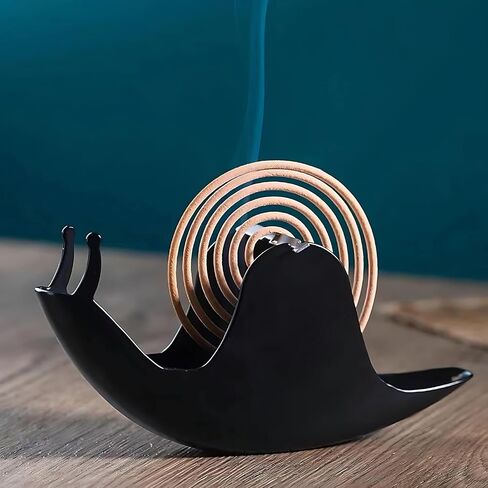 حامل بخور قطعة واحدة على شكل حلزون بتصميم حلزوني إبداعي حامل عطري للديكور المنزلي والمكتب، أسود in Kuwait